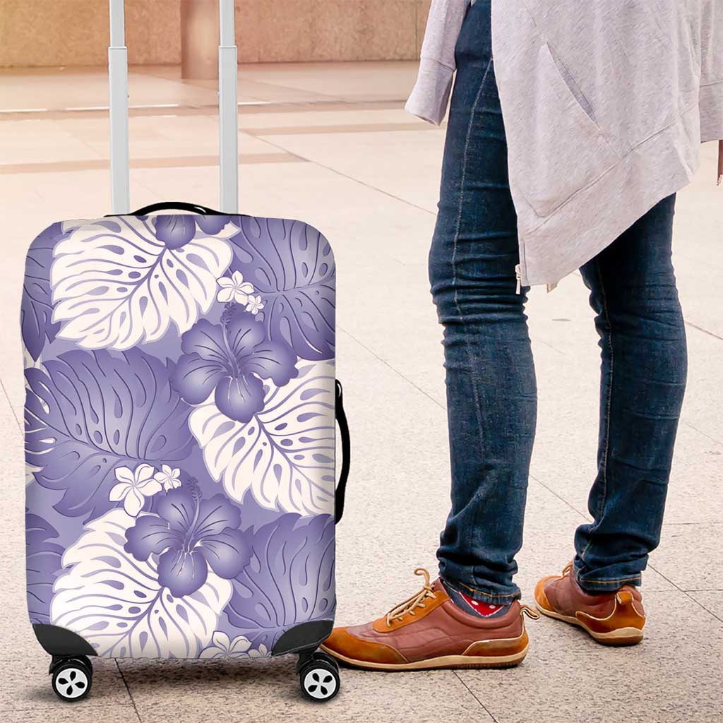 Purple Aloha Hawaii Luggage Cover Monstera Hibiscus Plumeria Seamless Vibes - Polynesian Pride