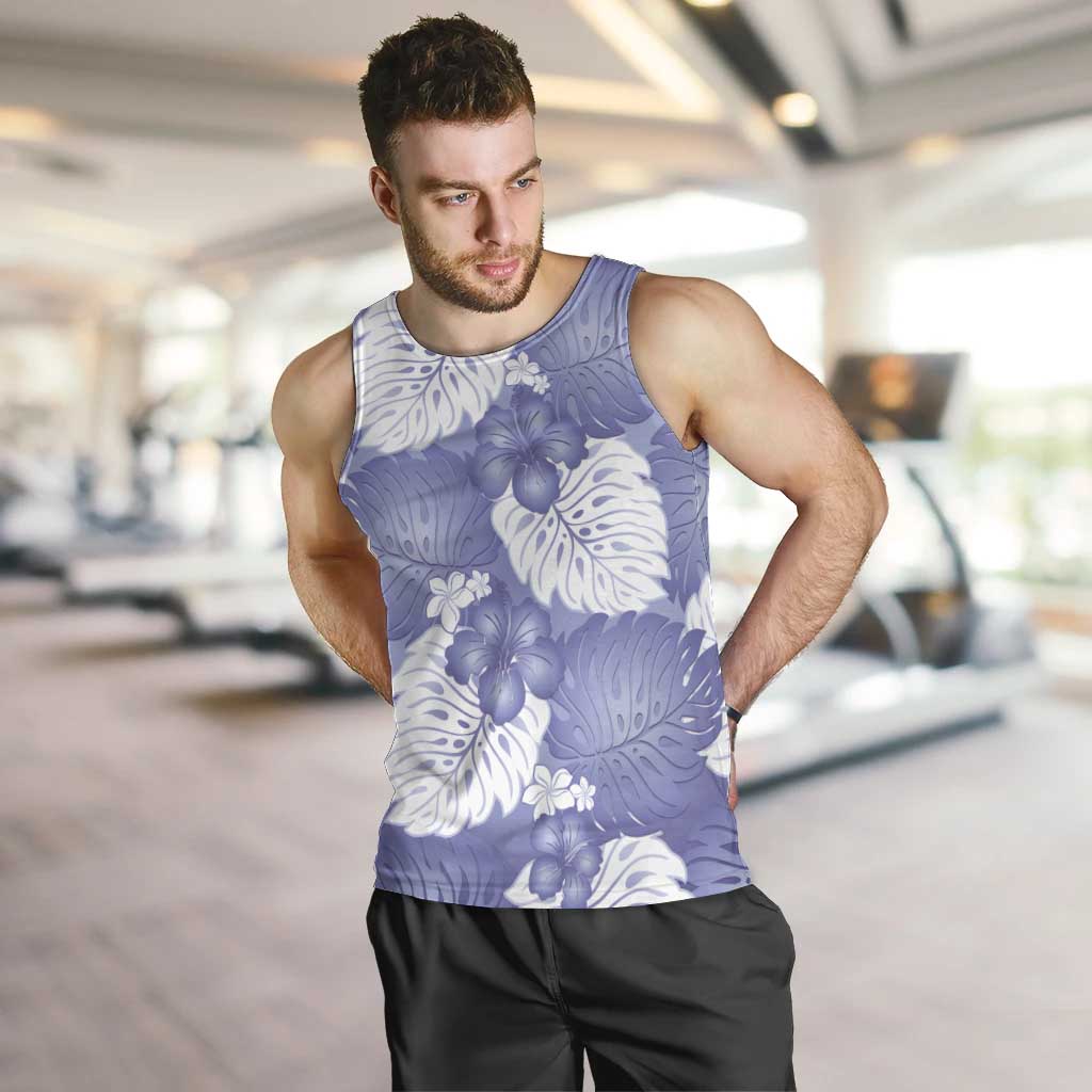Purple Aloha Hawaii Men Tank Top Monstera Hibiscus Plumeria Seamless Vibes LT14 Purple - Polynesian Pride