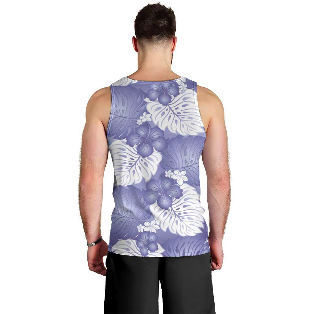 Purple Aloha Hawaii Men Tank Top Monstera Hibiscus Plumeria Seamless Vibes LT14 - Polynesian Pride