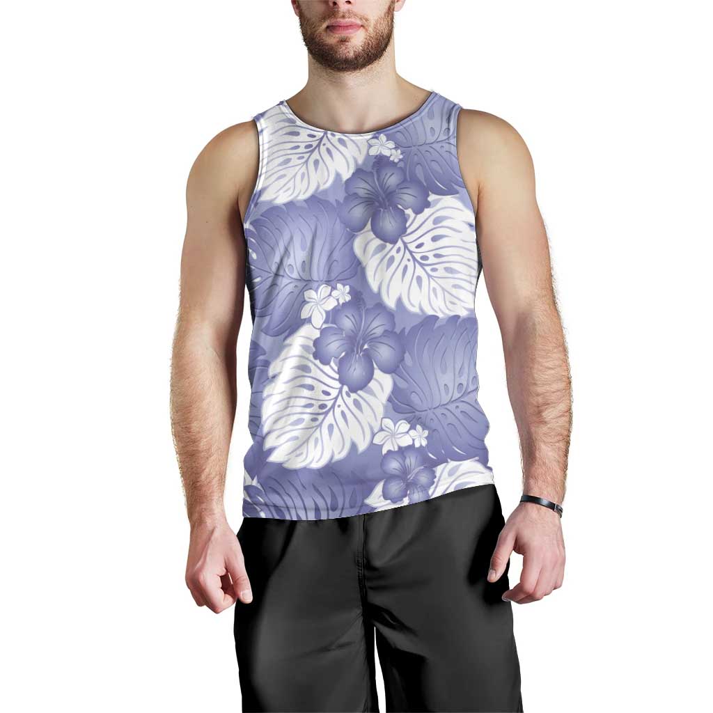 Purple Aloha Hawaii Men Tank Top Monstera Hibiscus Plumeria Seamless Vibes LT14 - Polynesian Pride