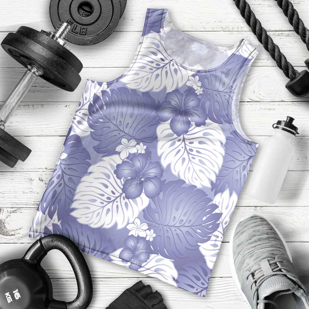 Purple Aloha Hawaii Men Tank Top Monstera Hibiscus Plumeria Seamless Vibes LT14 - Polynesian Pride