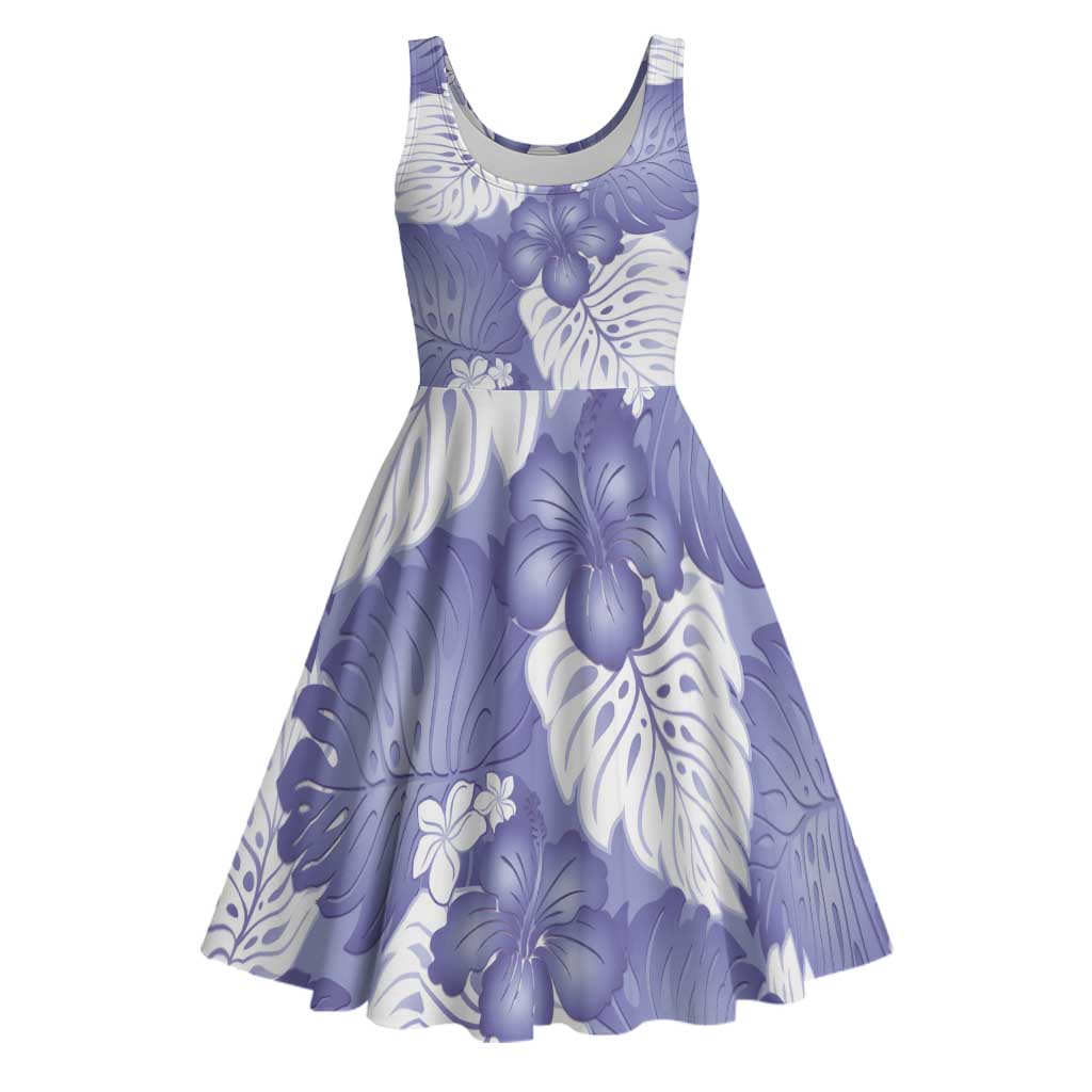 Purple Aloha Hawaii Midi Dress Monstera Hibiscus Plumeria Seamless Vibes - Polynesian Pride