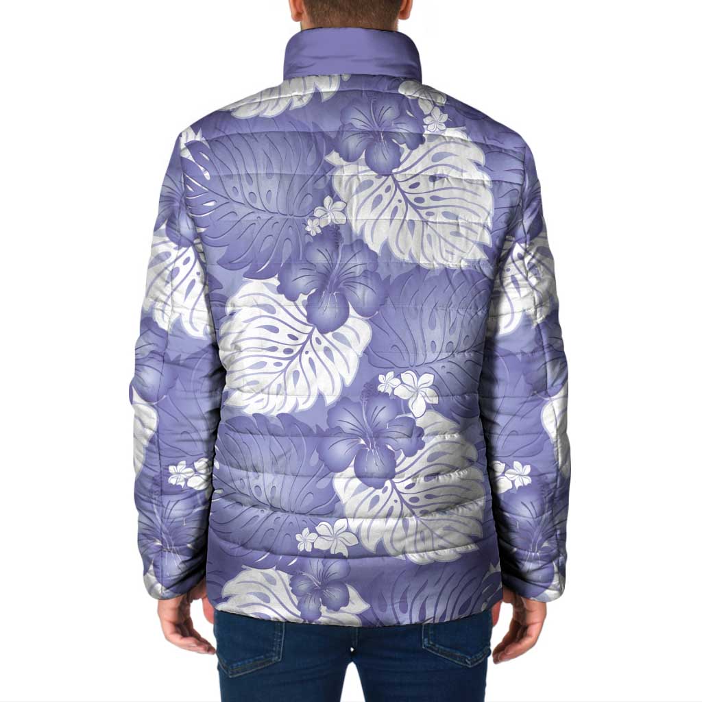 Purple Aloha Hawaii Padded Jacket Monstera Hibiscus Plumeria Seamless Vibes LT14 - Polynesian Pride