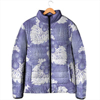 Purple Aloha Hawaii Padded Jacket Monstera Hibiscus Plumeria Seamless Vibes LT14 - Polynesian Pride