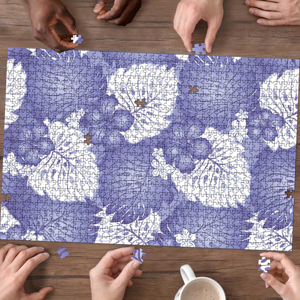 Purple Aloha Hawaii Puzzle Monstera Hibiscus Plumeria Seamless Vibes LT14 - Polynesian Pride