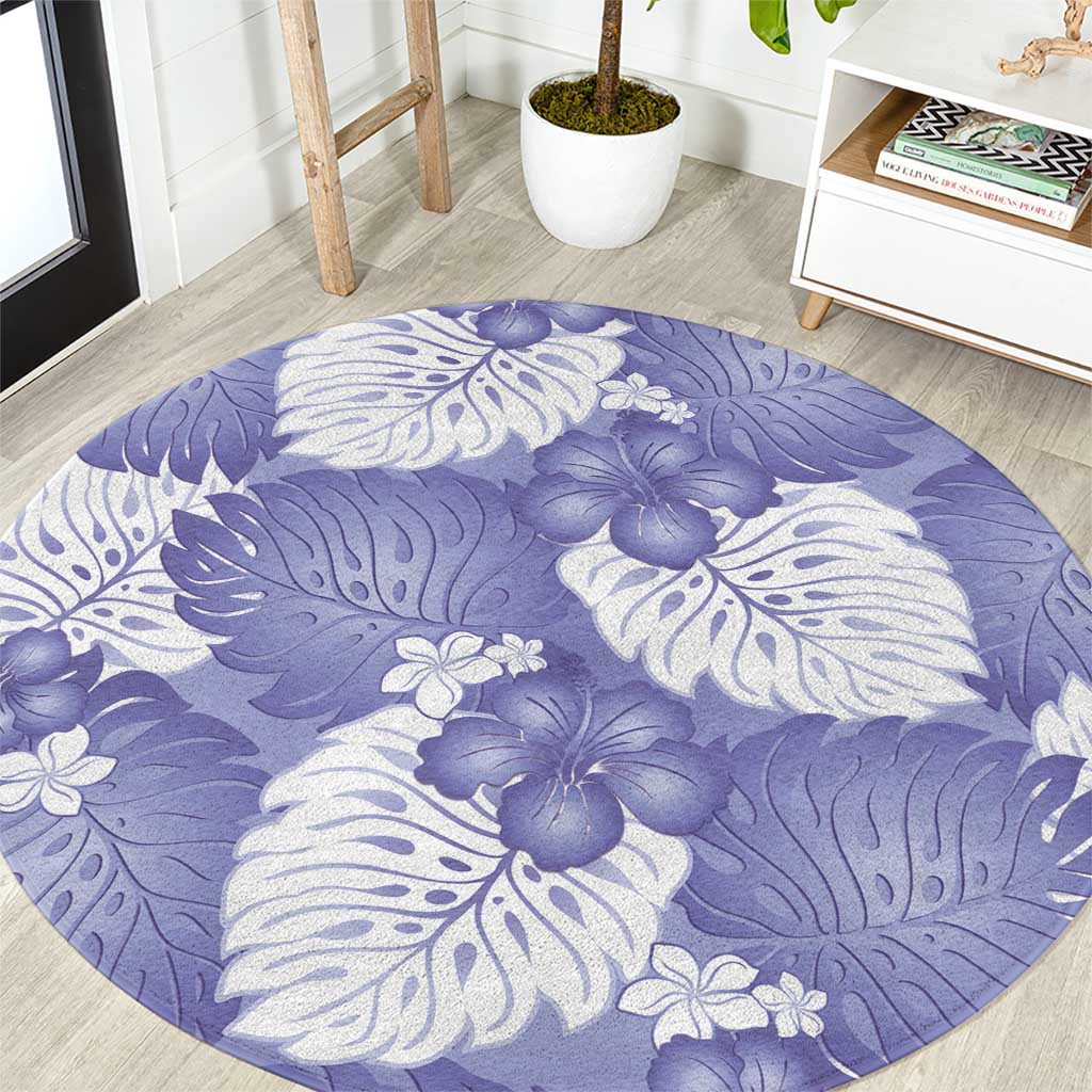 Purple Aloha Hawaii Round Carpet Monstera Hibiscus Plumeria Seamless Vibes LT14 Purple - Polynesian Pride