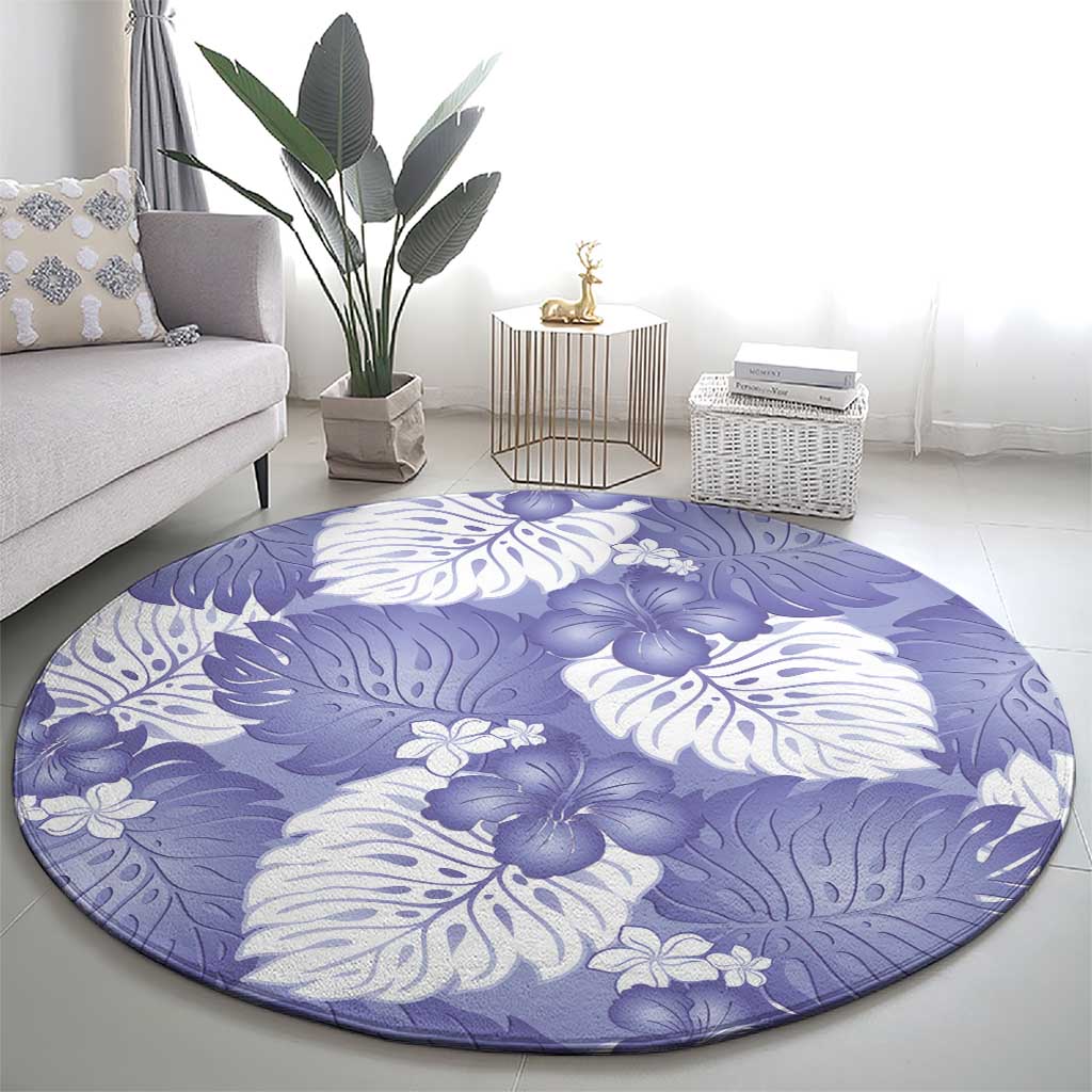 Purple Aloha Hawaii Round Carpet Monstera Hibiscus Plumeria Seamless Vibes - Polynesian Pride