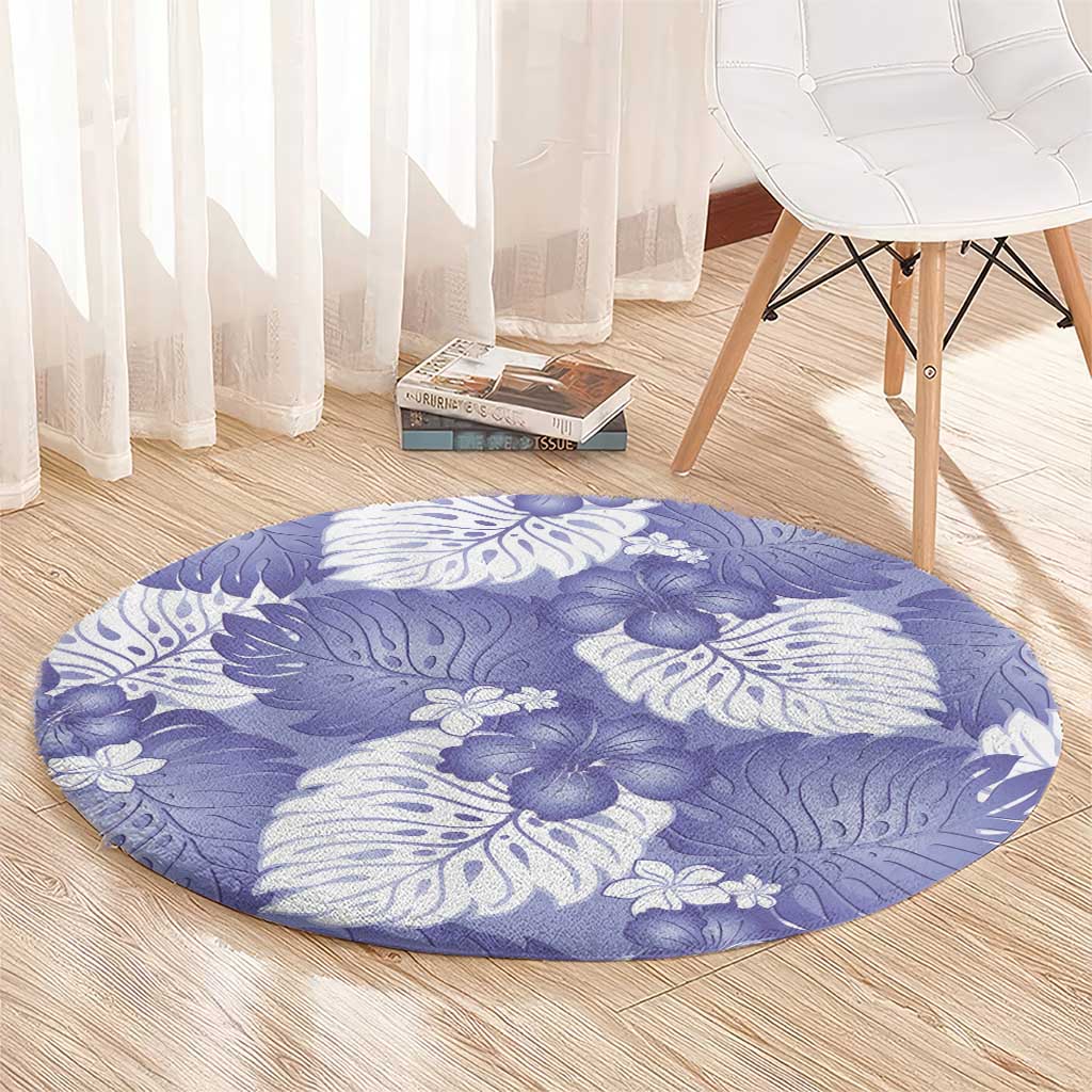Purple Aloha Hawaii Round Carpet Monstera Hibiscus Plumeria Seamless Vibes - Polynesian Pride