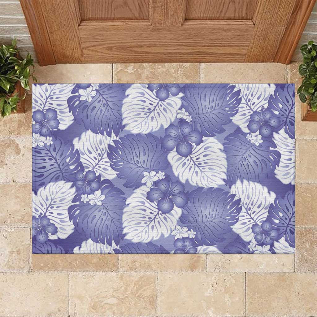 Purple Aloha Hawaii Rubber Doormat Monstera Hibiscus Plumeria Seamless Vibes LT14 Purple - Polynesian Pride