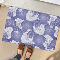 Purple Aloha Hawaii Rubber Doormat Monstera Hibiscus Plumeria Seamless Vibes LT14 - Polynesian Pride