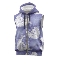 Purple Aloha Hawaii Sleeveless Zip Hoodie Monstera Hibiscus Plumeria Seamless Vibes - Polynesian Pride