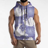 Purple Aloha Hawaii Sleeveless Zip Hoodie Monstera Hibiscus Plumeria Seamless Vibes - Polynesian Pride