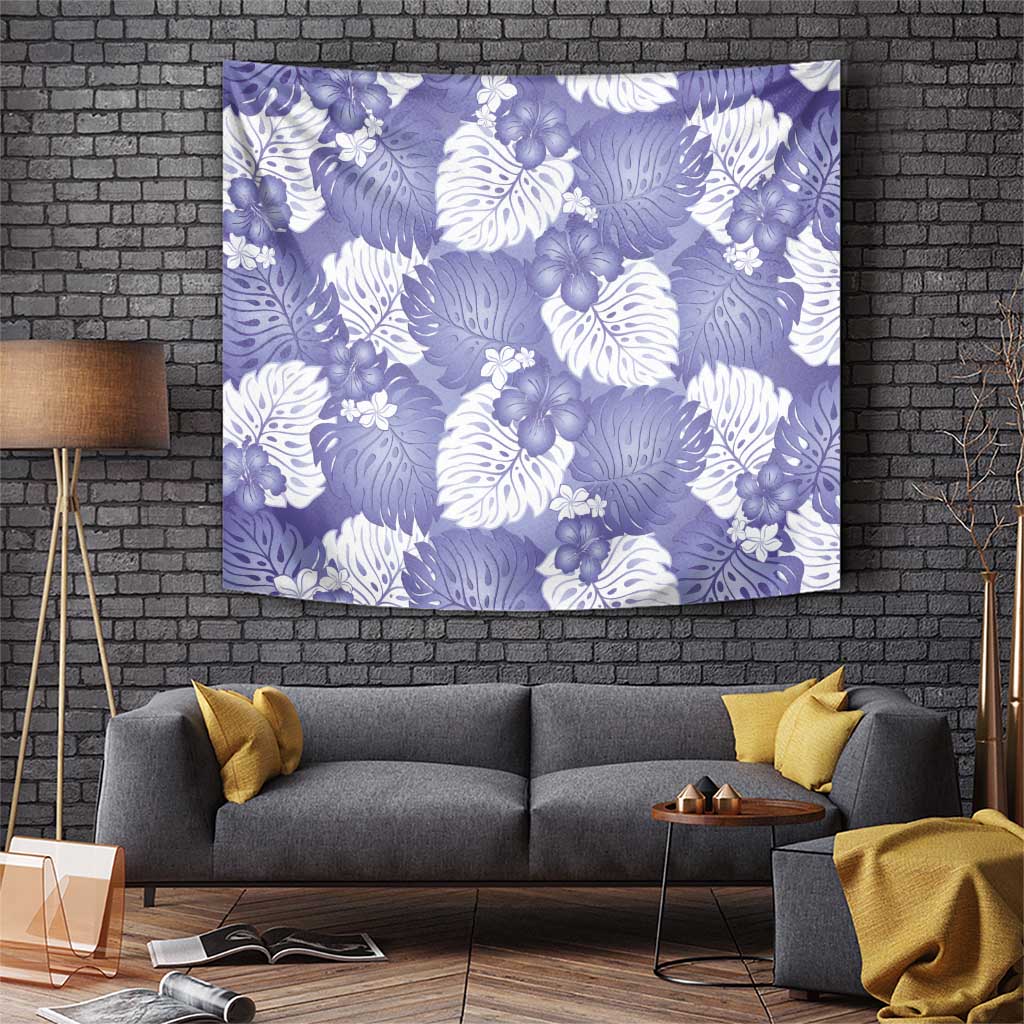 Purple Aloha Hawaii Tapestry Monstera Hibiscus Plumeria Seamless Vibes LT14 Purple - Polynesian Pride