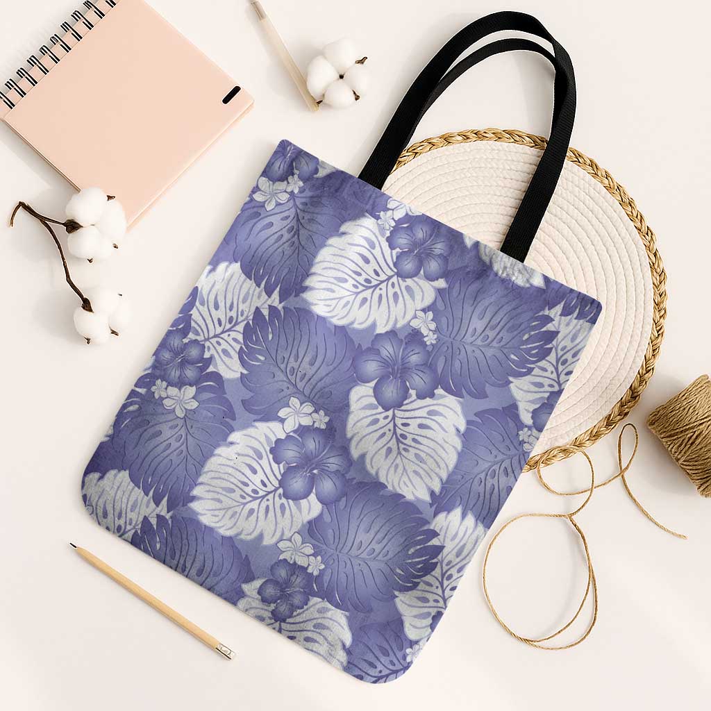 Purple Aloha Hawaii Tote Bag Monstera Hibiscus Plumeria Seamless Vibes LT14 Black Strap One Size Purple - Polynesian Pride