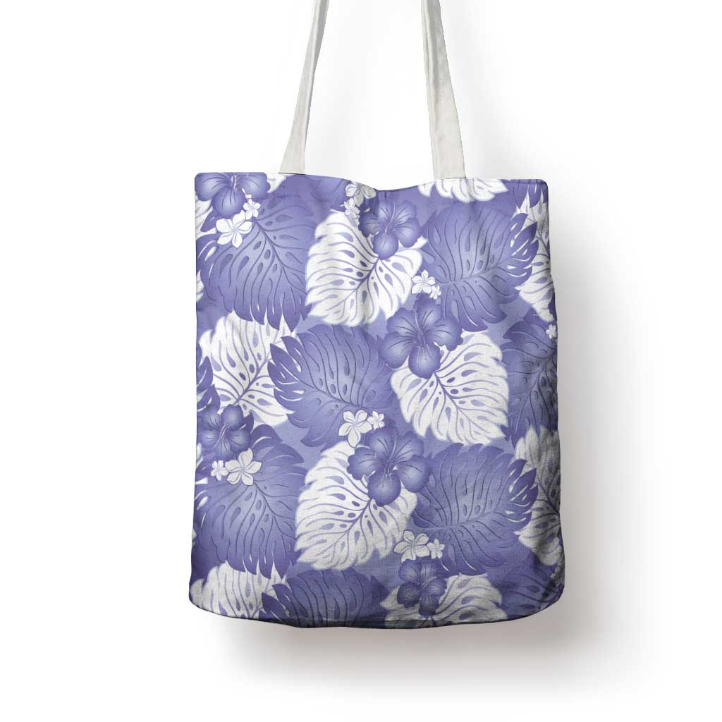 Purple Aloha Hawaii Tote Bag Monstera Hibiscus Plumeria Seamless Vibes - Polynesian Pride