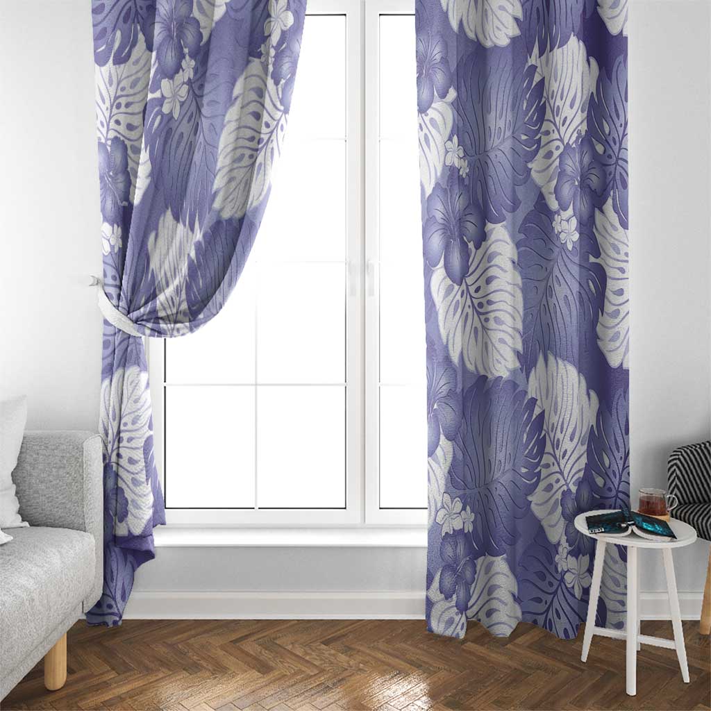 Purple Aloha Hawaii Window Curtain Monstera Hibiscus Plumeria Seamless Vibes - Polynesian Pride