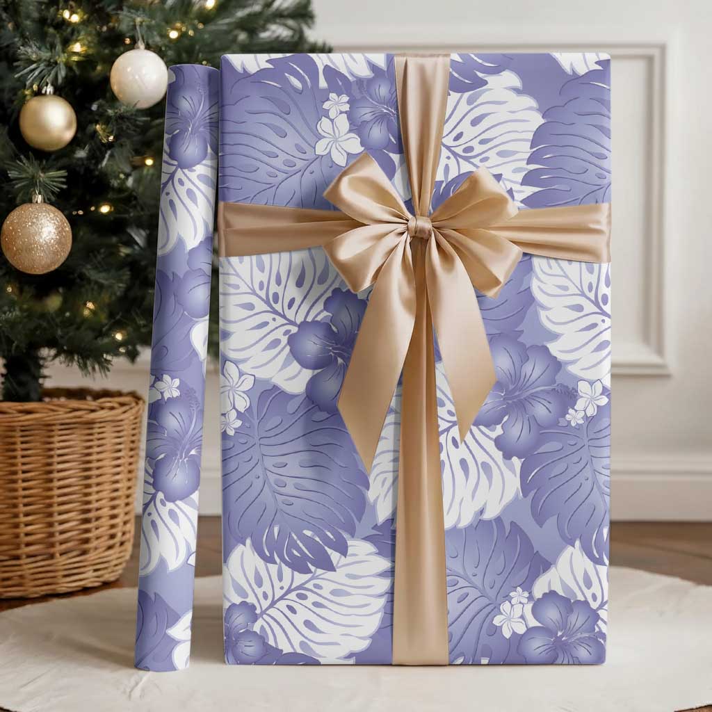 Purple Aloha Hawaii Wrapping Paper Monstera Hibiscus Plumeria Seamless Vibes - Polynesian Pride