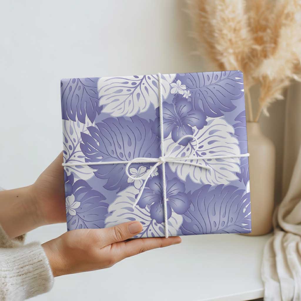 Purple Aloha Hawaii Wrapping Paper Monstera Hibiscus Plumeria Seamless Vibes - Polynesian Pride