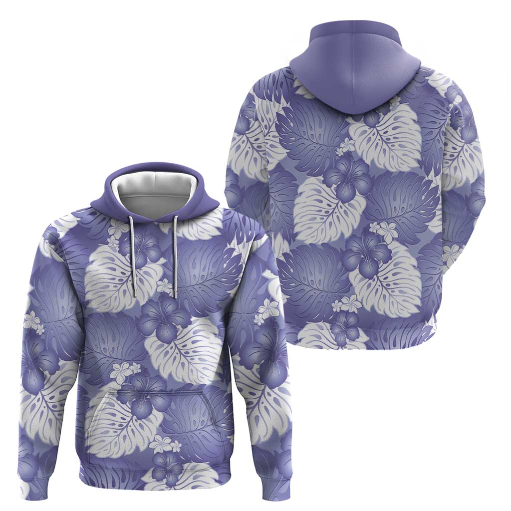 Purple Aloha Hawaii Zip Hoodie Monstera Hibiscus Plumeria Seamless Vibes - Polynesian Pride