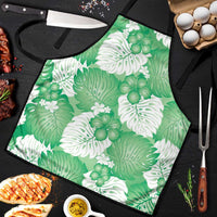 Green Aloha Hawaii Apron Monstera Hibiscus Plumeria Seamless Vibes - Polynesian Pride