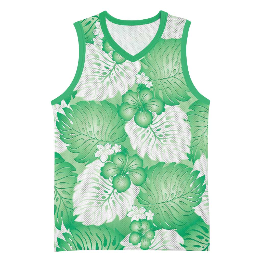 Green Aloha Hawaii Basketball Jersey Monstera Hibiscus Plumeria Seamless  Vibes - Polynesian Pride