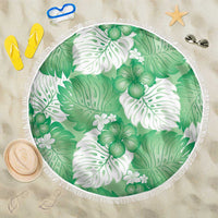 Green Aloha Hawaii Beach Blanket Monstera Hibiscus Plumeria Seamless Vibes - Polynesian Pride