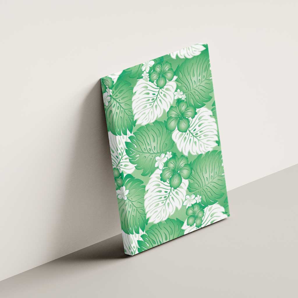 Green Aloha Hawaii Canvas Wall Art Monstera Hibiscus Plumeria Seamless Vibes LT14 - Polynesian Pride