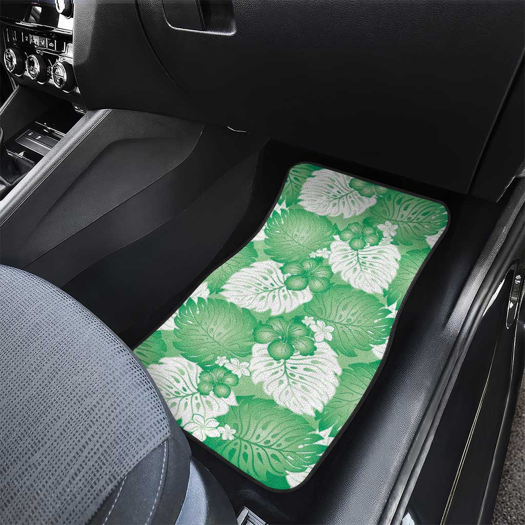 Green Aloha Hawaii Car Mats Monstera Hibiscus Plumeria Seamless Vibes - Polynesian Pride