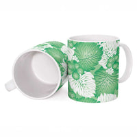 Green Aloha Hawaii Ceramic Mug Monstera Hibiscus Plumeria Seamless Vibes - Polynesian Pride