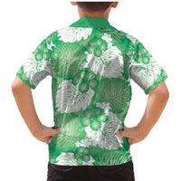 Green Aloha Hawaii Family Matching Mermaid Dress and Hawaiian Shirt Monstera Hibiscus Plumeria Seamless Vibes - Polynesian Pride