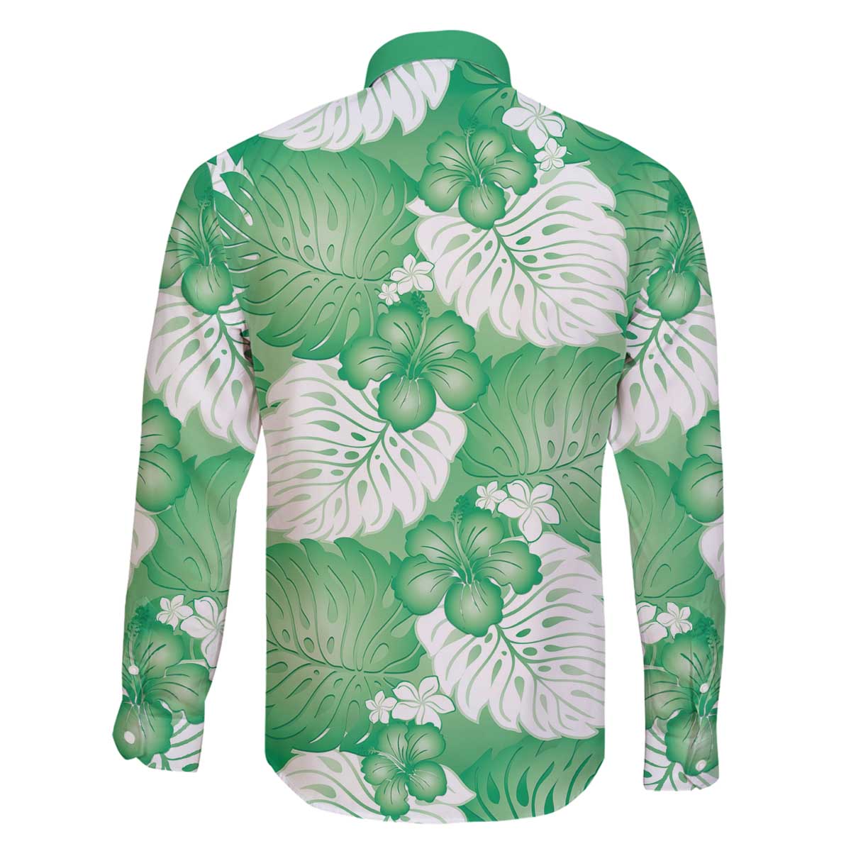 Green Aloha Hawaii Family Matching Off The Shoulder Long Sleeve Dress and Hawaiian Shirt Monstera Hibiscus Plumeria Seamless Vibes LT14 - Polynesian Pride
