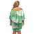 Green Aloha Hawaii Family Matching Off Shoulder Short Dress and Hawaiian Shirt Monstera Hibiscus Plumeria Seamless Vibes - Polynesian Pride