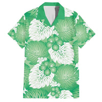 Green Aloha Hawaii Family Matching Short Sleeve Bodycon Dress and Hawaiian Shirt Monstera Hibiscus Plumeria Seamless Vibes - Polynesian Pride