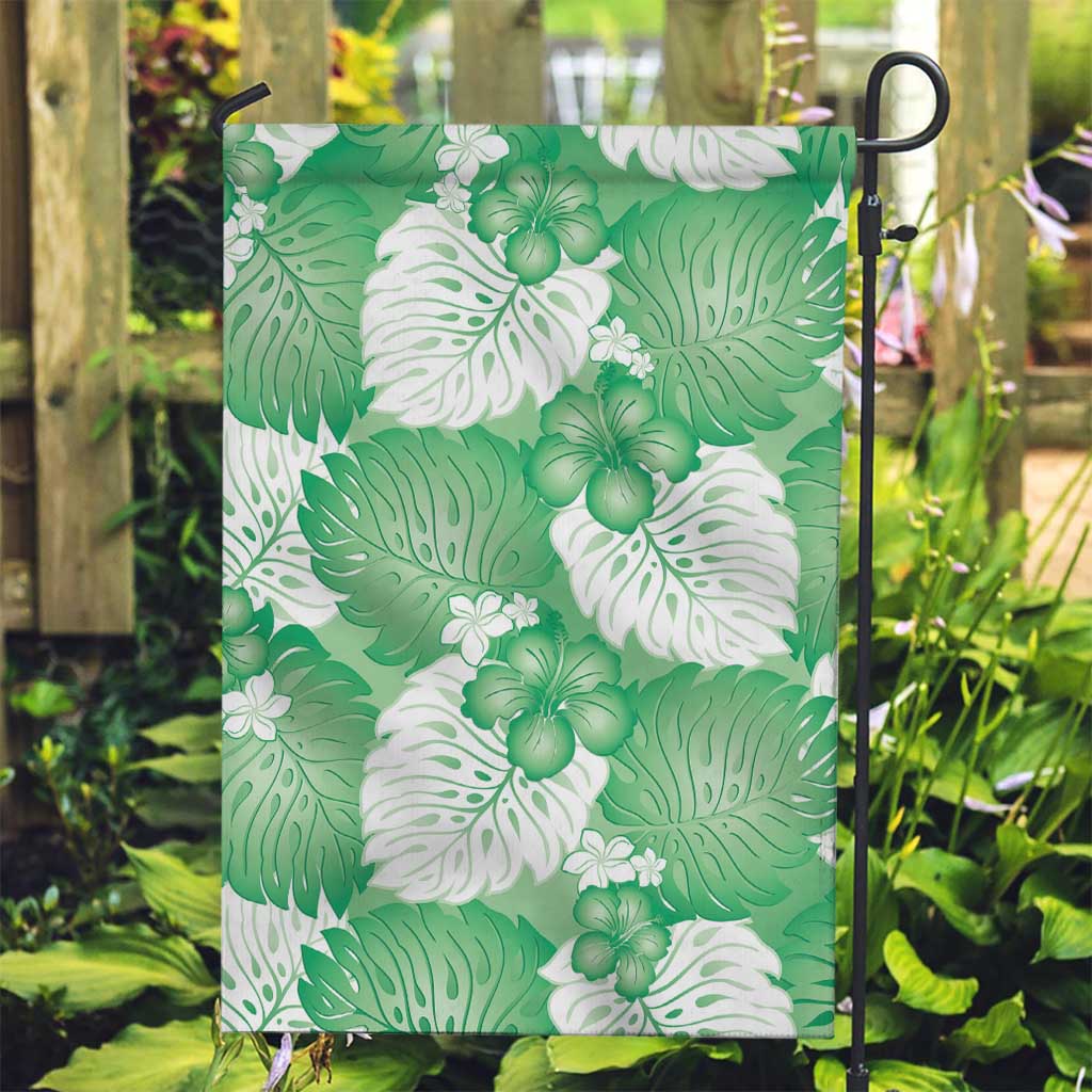 Green Aloha Hawaii Garden Flag Monstera Hibiscus Plumeria Seamless Vibes - Polynesian Pride