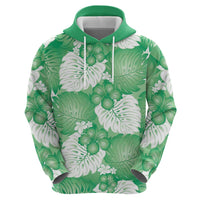 Green Aloha Hawaii Hoodie Monstera Hibiscus Plumeria Seamless Vibes - Polynesian Pride