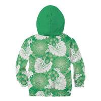 Green Aloha Hawaii Kid Hoodie Monstera Hibiscus Plumeria Seamless Vibes - Polynesian Pride