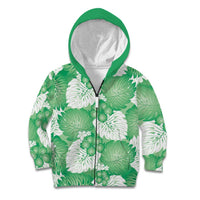 Green Aloha Hawaii Kid Hoodie Monstera Hibiscus Plumeria Seamless Vibes - Polynesian Pride