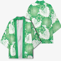 Green Aloha Hawaii Kimono Monstera Hibiscus Plumeria Seamless Vibes - Polynesian Pride
