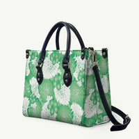 Green Aloha Hawaii Leather Bag Monstera Hibiscus Plumeria Seamless Vibes - Polynesian Pride