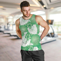 Green Aloha Hawaii Men Tank Top Monstera Hibiscus Plumeria Seamless Vibes LT14 Green - Polynesian Pride