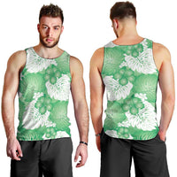 Green Aloha Hawaii Men Tank Top Monstera Hibiscus Plumeria Seamless Vibes LT14 - Polynesian Pride