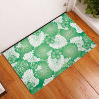 Green Aloha Hawaii Rubber Doormat Monstera Hibiscus Plumeria Seamless Vibes LT14 - Polynesian Pride