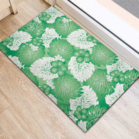 Green Aloha Hawaii Rubber Doormat Monstera Hibiscus Plumeria Seamless Vibes LT14 - Polynesian Pride
