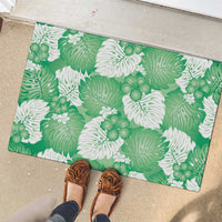 Green Aloha Hawaii Rubber Doormat Monstera Hibiscus Plumeria Seamless Vibes LT14 - Polynesian Pride