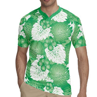 Green Aloha Hawaii Rugby Jersey Monstera Hibiscus Plumeria Seamless Vibes - Polynesian Pride