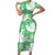 Green Aloha Hawaii Short Sleeve Bodycon Dress Monstera Hibiscus Plumeria Seamless Vibes - Polynesian Pride