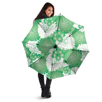 Green Aloha Hawaii Umbrella Monstera Hibiscus Plumeria Seamless Vibes - Polynesian Pride