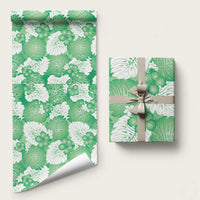 Green Aloha Hawaii Wrapping Paper Monstera Hibiscus Plumeria Seamless Vibes - Polynesian Pride