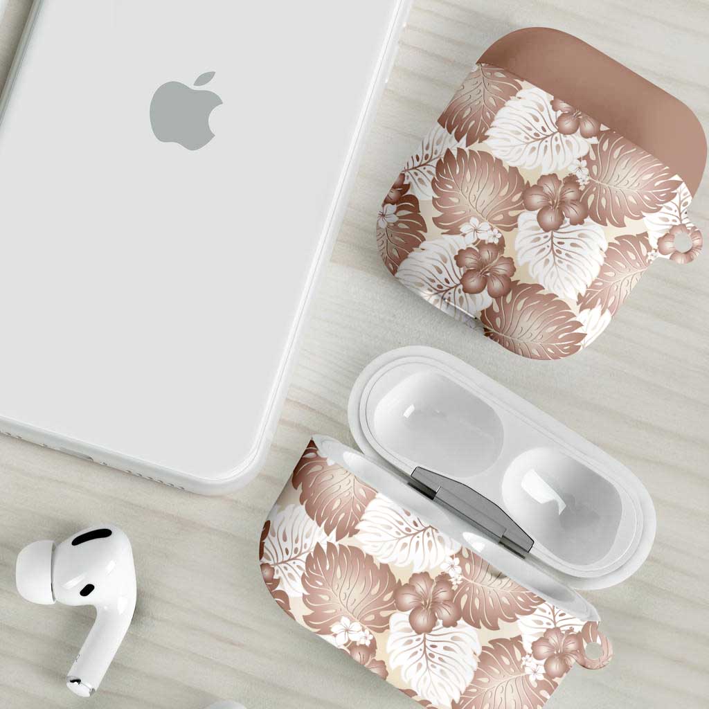 Mocha Mousse Aloha Hawaii AirPods Case Monstera Hibiscus Plumeria Seamless Vibes - Polynesian Pride