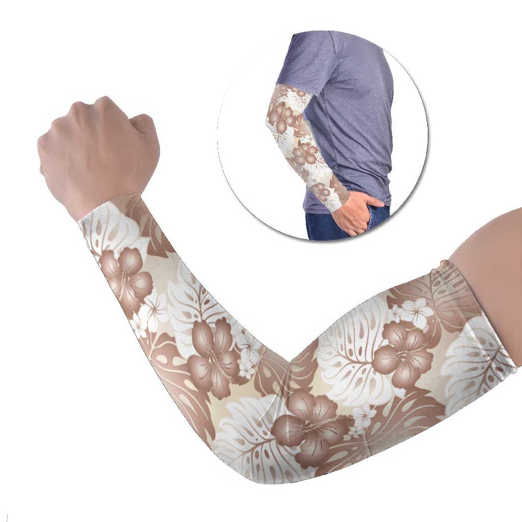 Mocha Mousse Aloha Hawaii Arm Sleeves Monstera Hibiscus Plumeria Seamless Vibes - Polynesian Pride